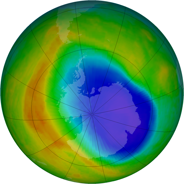 Antarctic ozone map for 25 October 2003